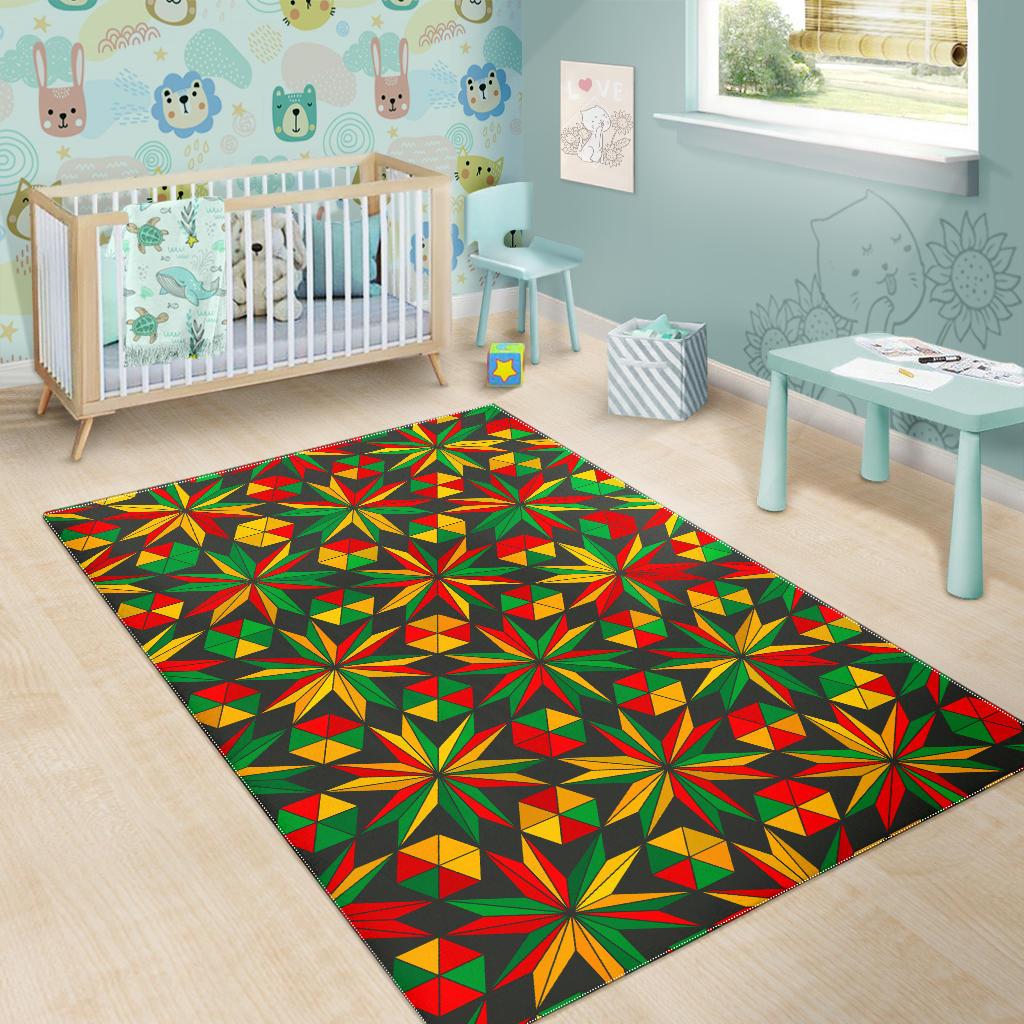 Abstract Geometric Reggae Pattern Print Area Rug GearFrost