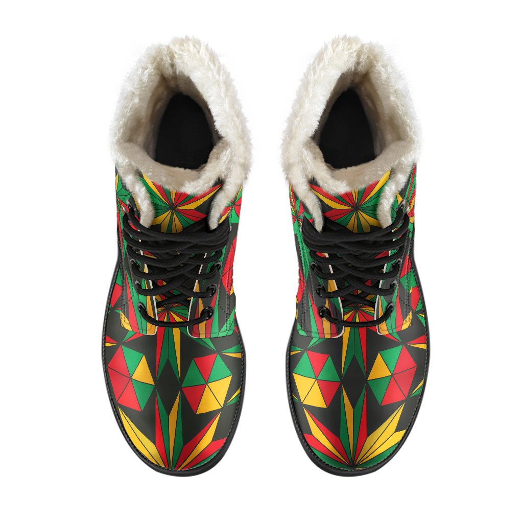 Abstract Geometric Reggae Pattern Print Comfy Boots GearFrost