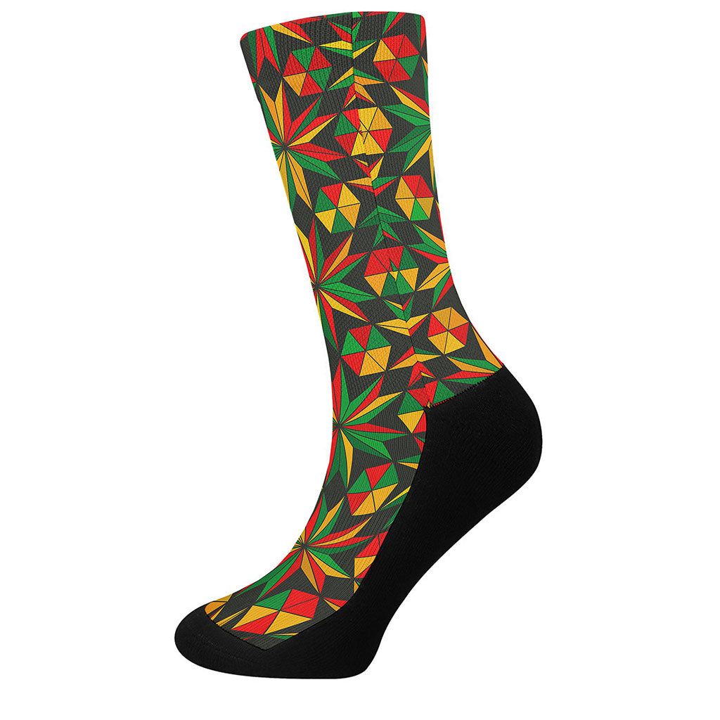 Abstract Geometric Reggae Pattern Print Crew Socks