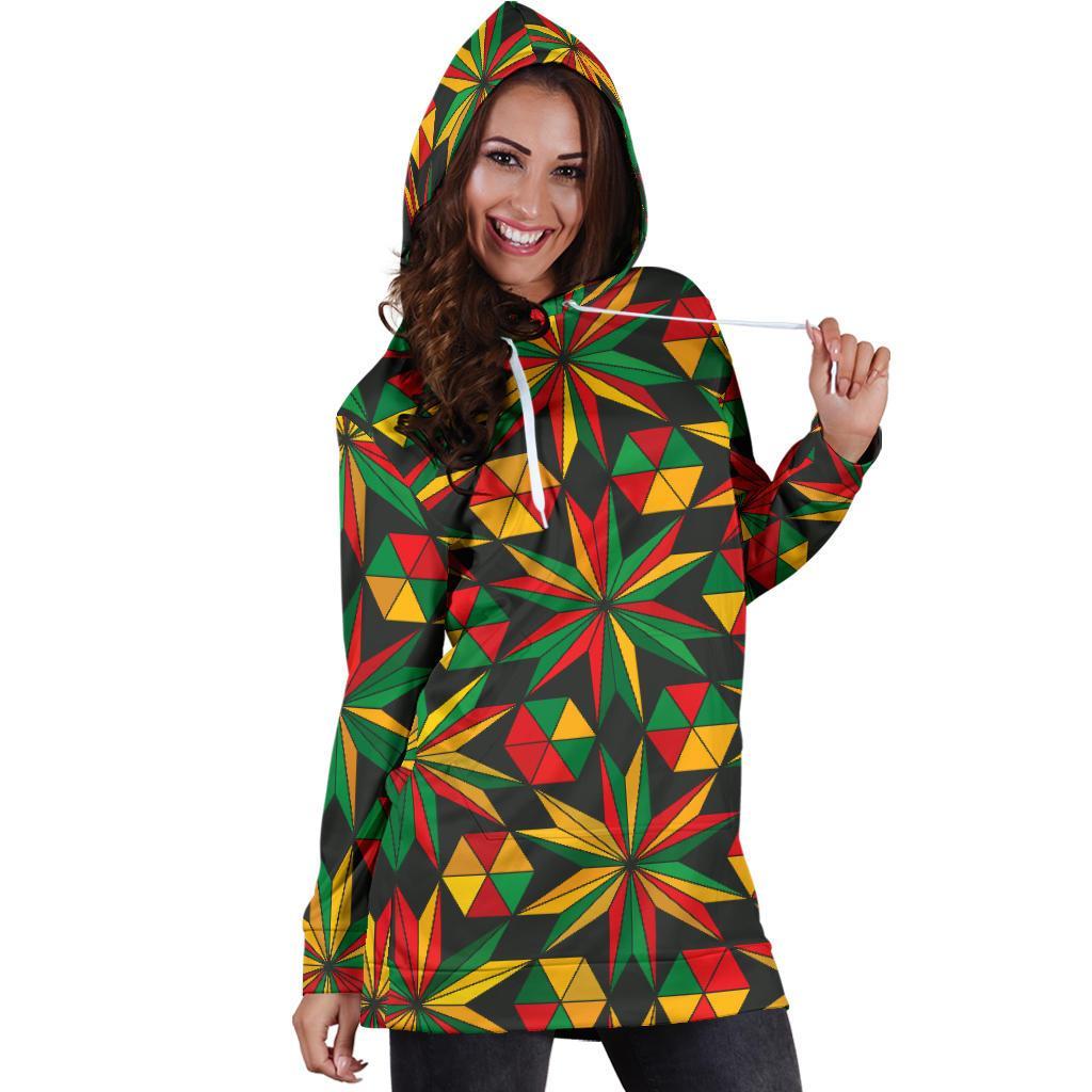 Abstract Geometric Reggae Pattern Print Hoodie Dress GearFrost