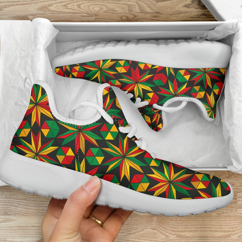 Abstract Geometric Reggae Pattern Print Mesh Knit Shoes GearFrost