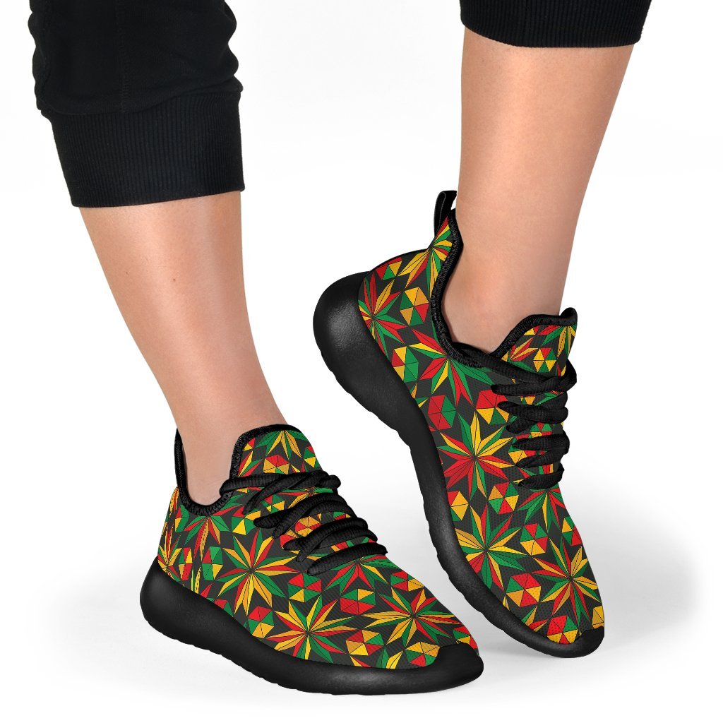Abstract Geometric Reggae Pattern Print Mesh Knit Shoes GearFrost