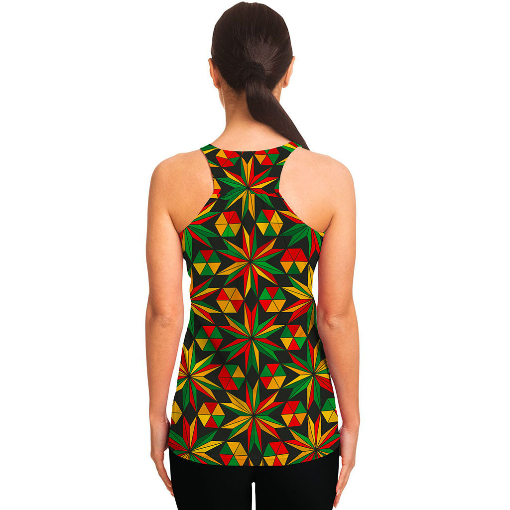 Abstract Geometric Reggae Pattern Print Women's Racerback Tank Top
