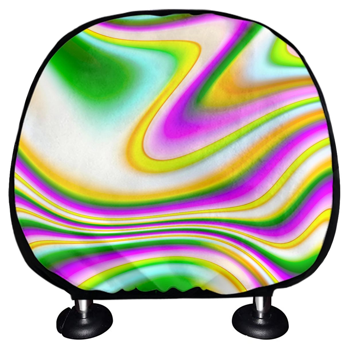 Abstract Holographic Liquid Trippy Print Car Headrest Covers