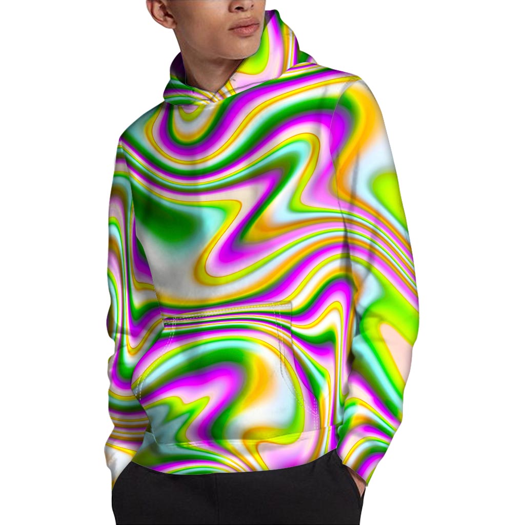 Abstract Holographic Liquid Trippy Print Pullover Hoodie