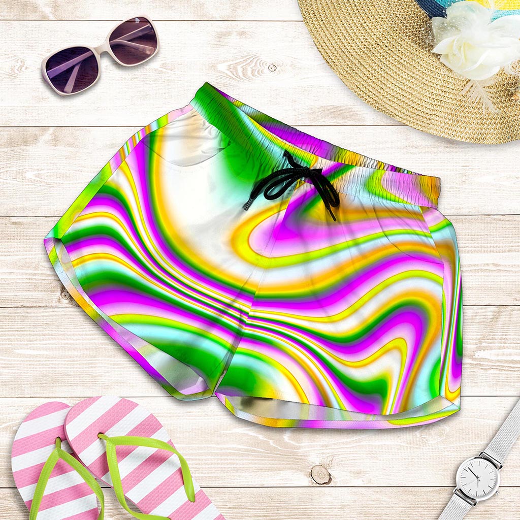 Abstract Holographic Liquid Trippy Print Women's Shorts