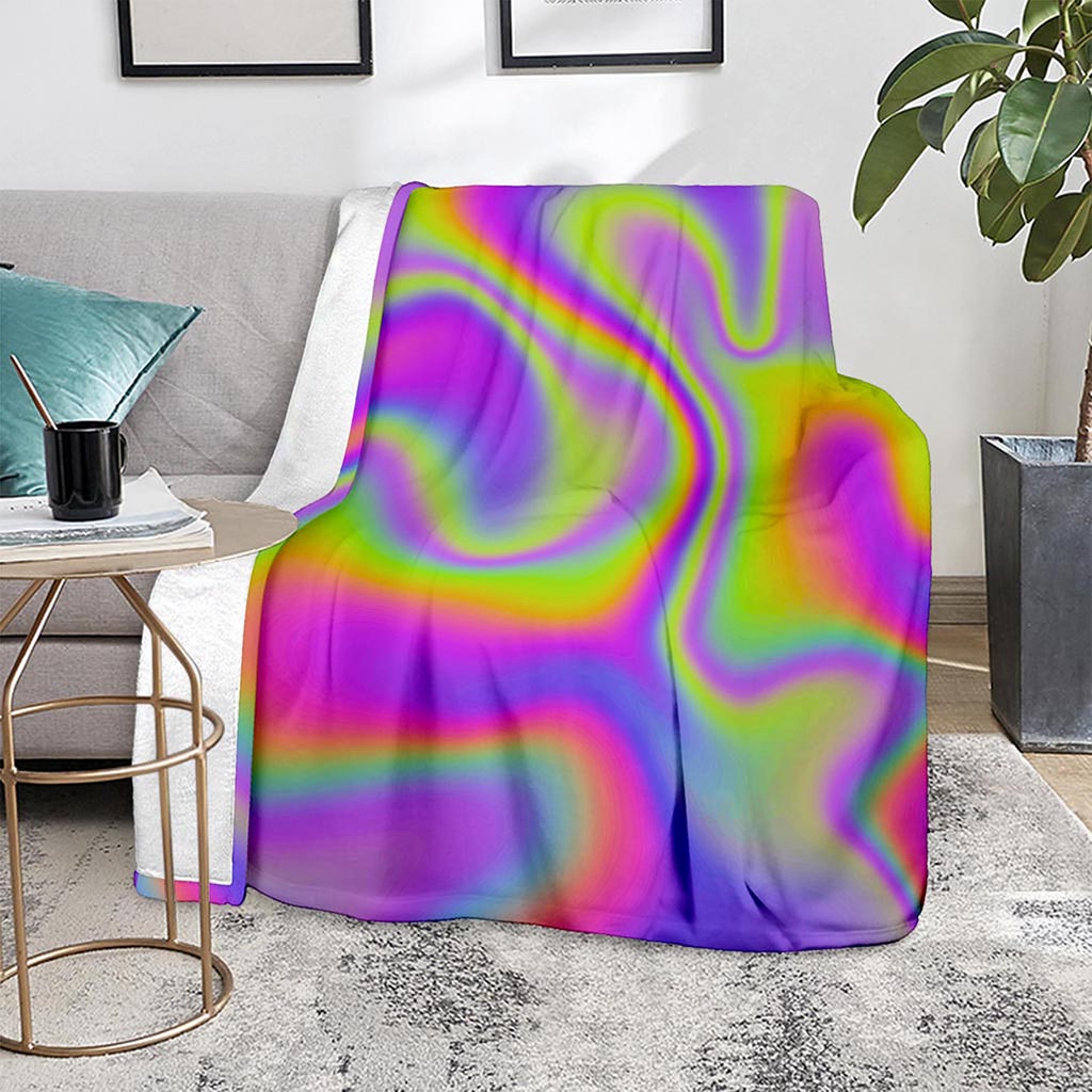 Abstract Holographic Trippy Print Blanket