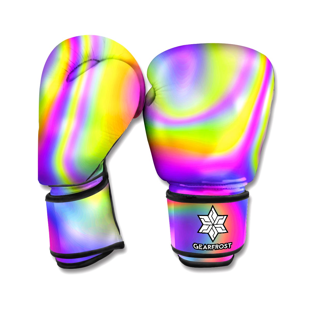 Abstract Holographic Trippy Print Boxing Gloves