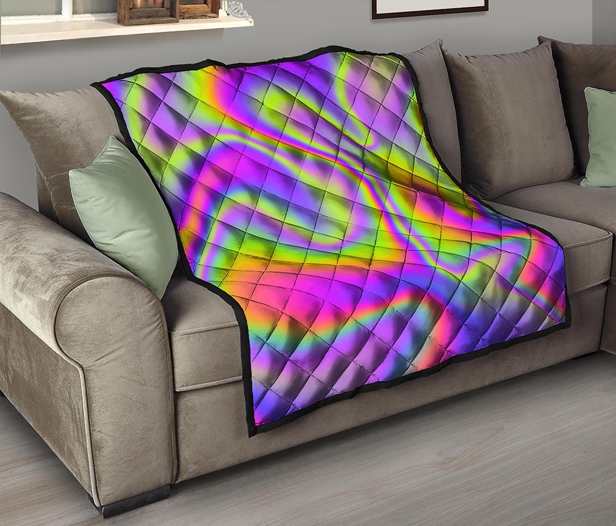 Abstract Holographic Trippy Print Quilt