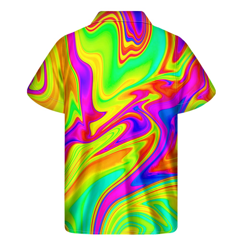 Abstract Liquid Trippy Print Men's Short Sleeve Shirt