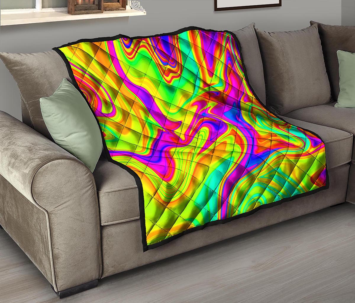 Abstract Liquid Trippy Print Quilt