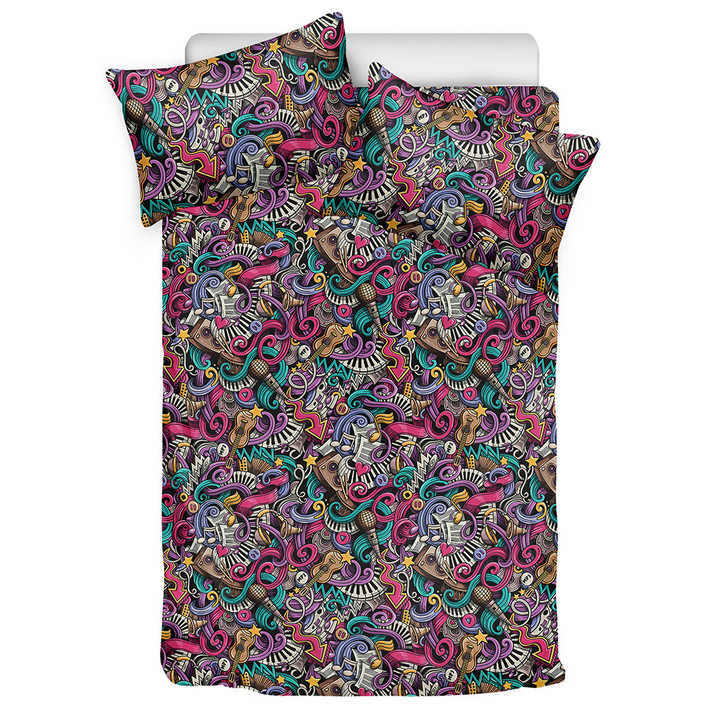 Abstract Music Pattern Print Duvet Cover Bedding Set