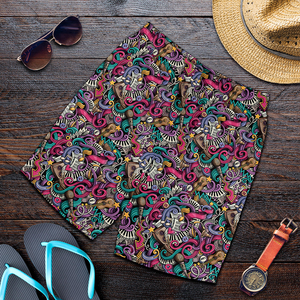 Abstract Music Pattern Print Men's Shorts