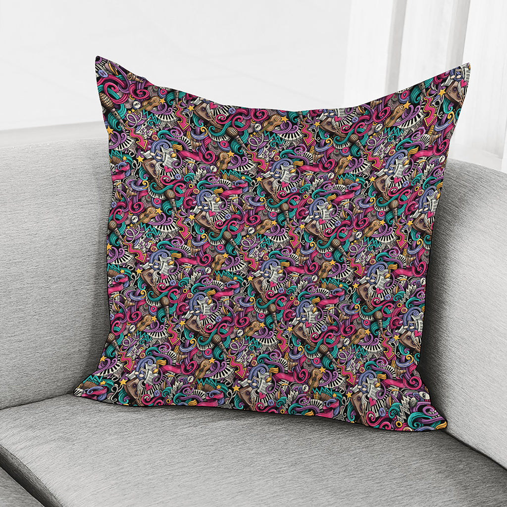 Abstract Music Pattern Print Pillow Cover