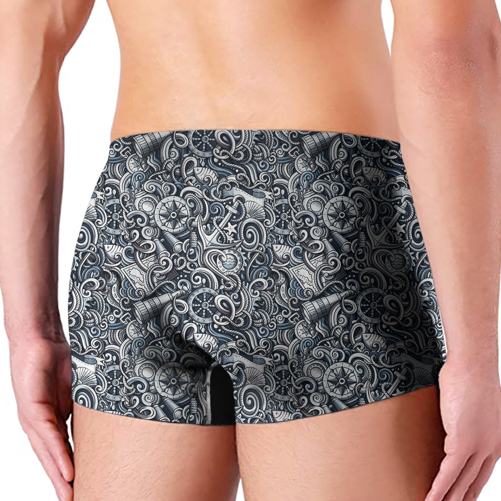 Abstract Nautical Anchor Pattern Print Men's Boxer Briefs