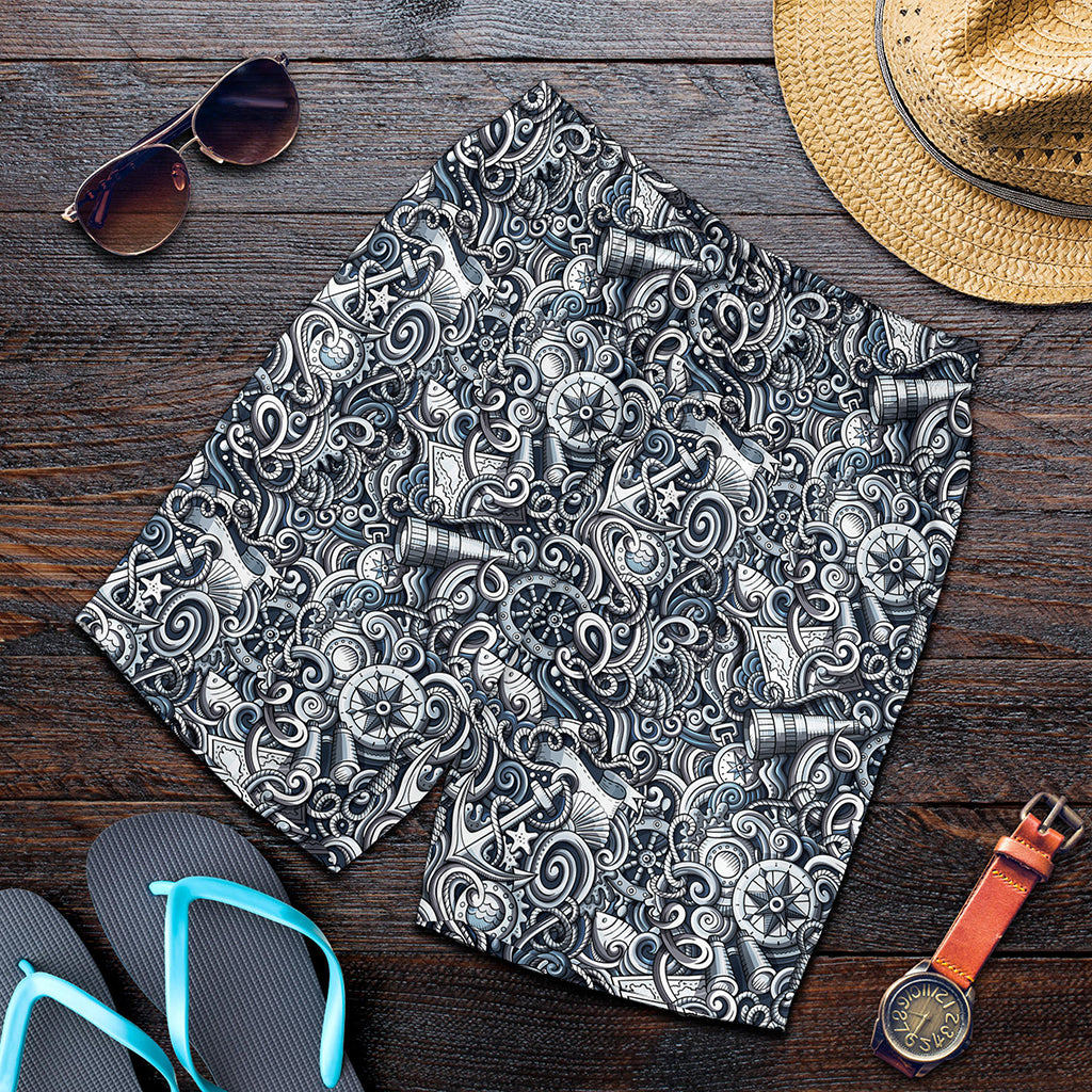 Abstract Nautical Anchor Pattern Print Men's Shorts