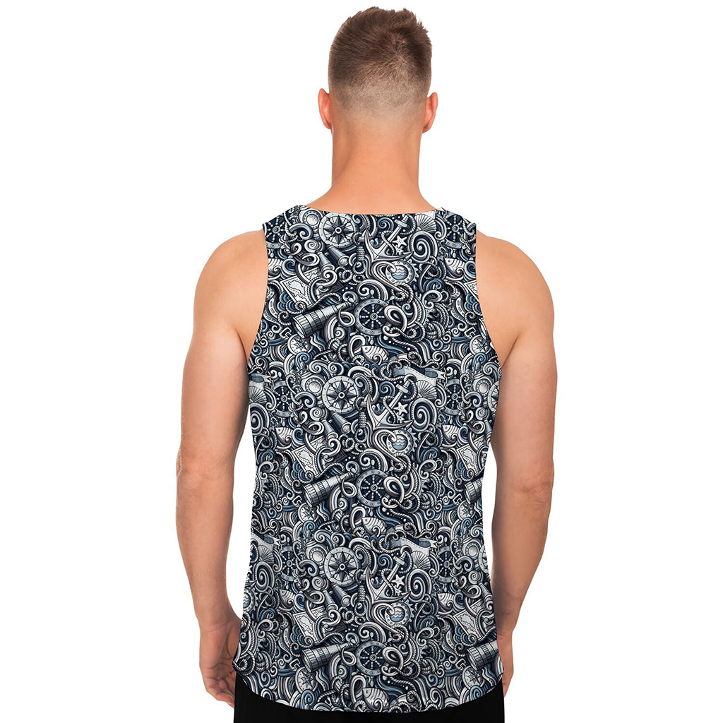 Abstract Nautical Anchor Pattern Print Men's Tank Top