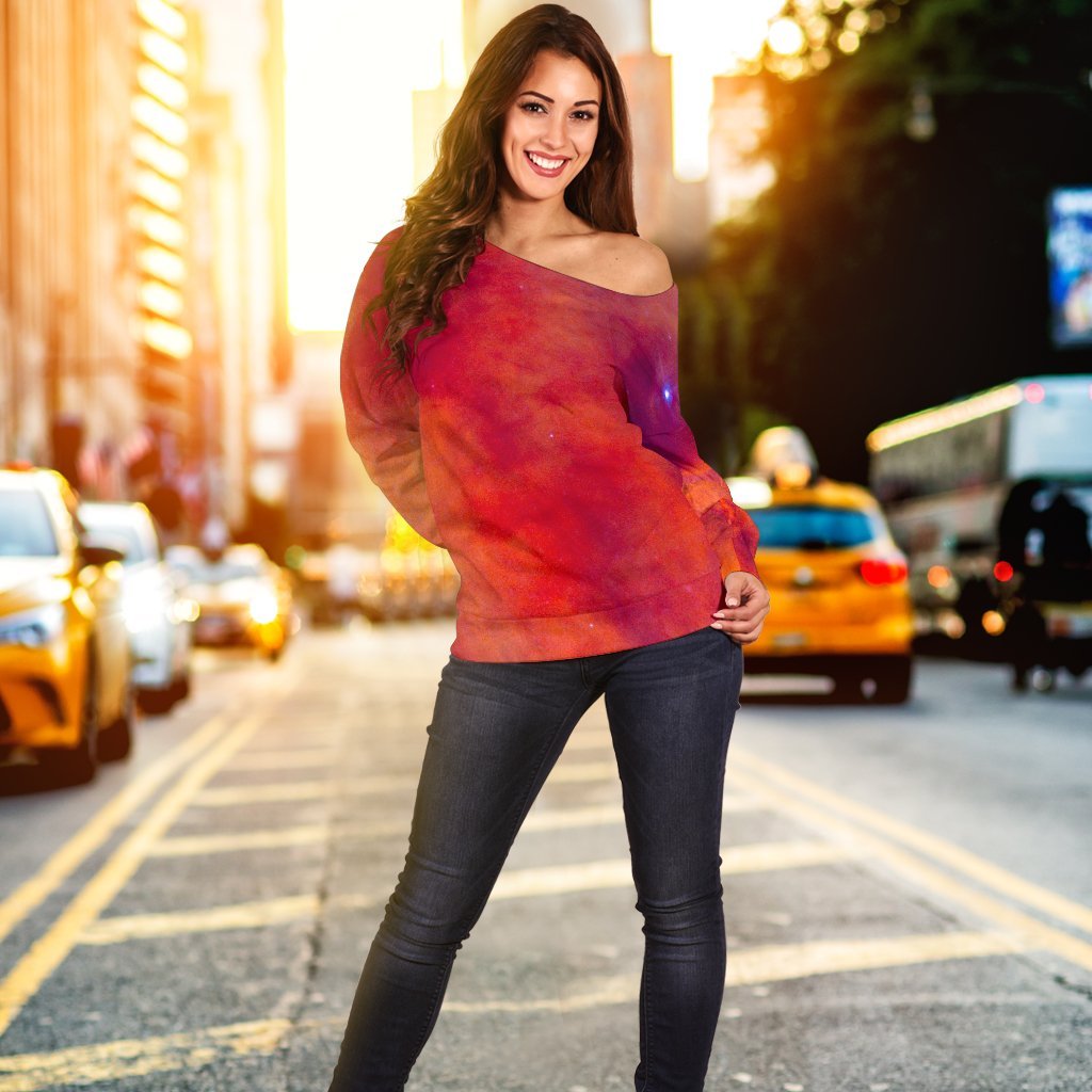 Abstract Nebula Cloud Galaxy Space Print Off Shoulder Sweatshirt GearFrost