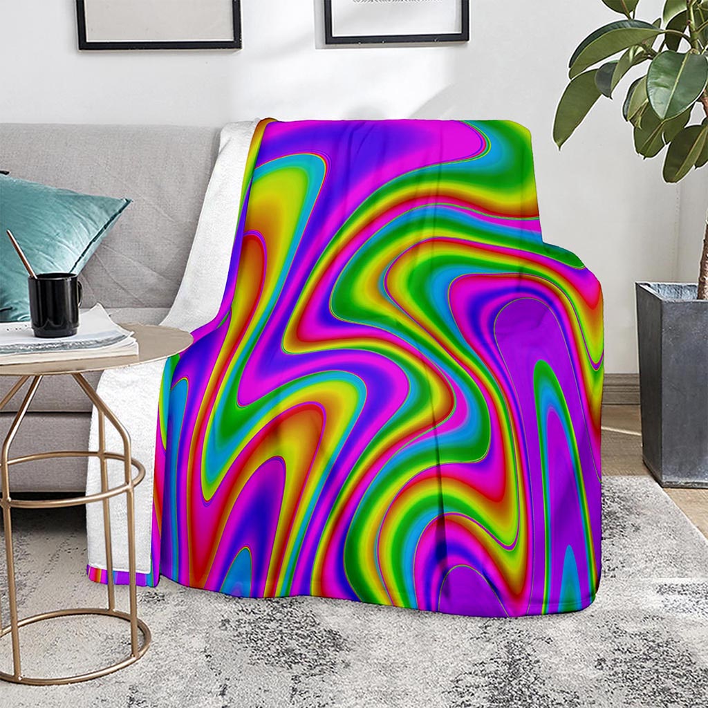 Abstract Neon Trippy Print Blanket