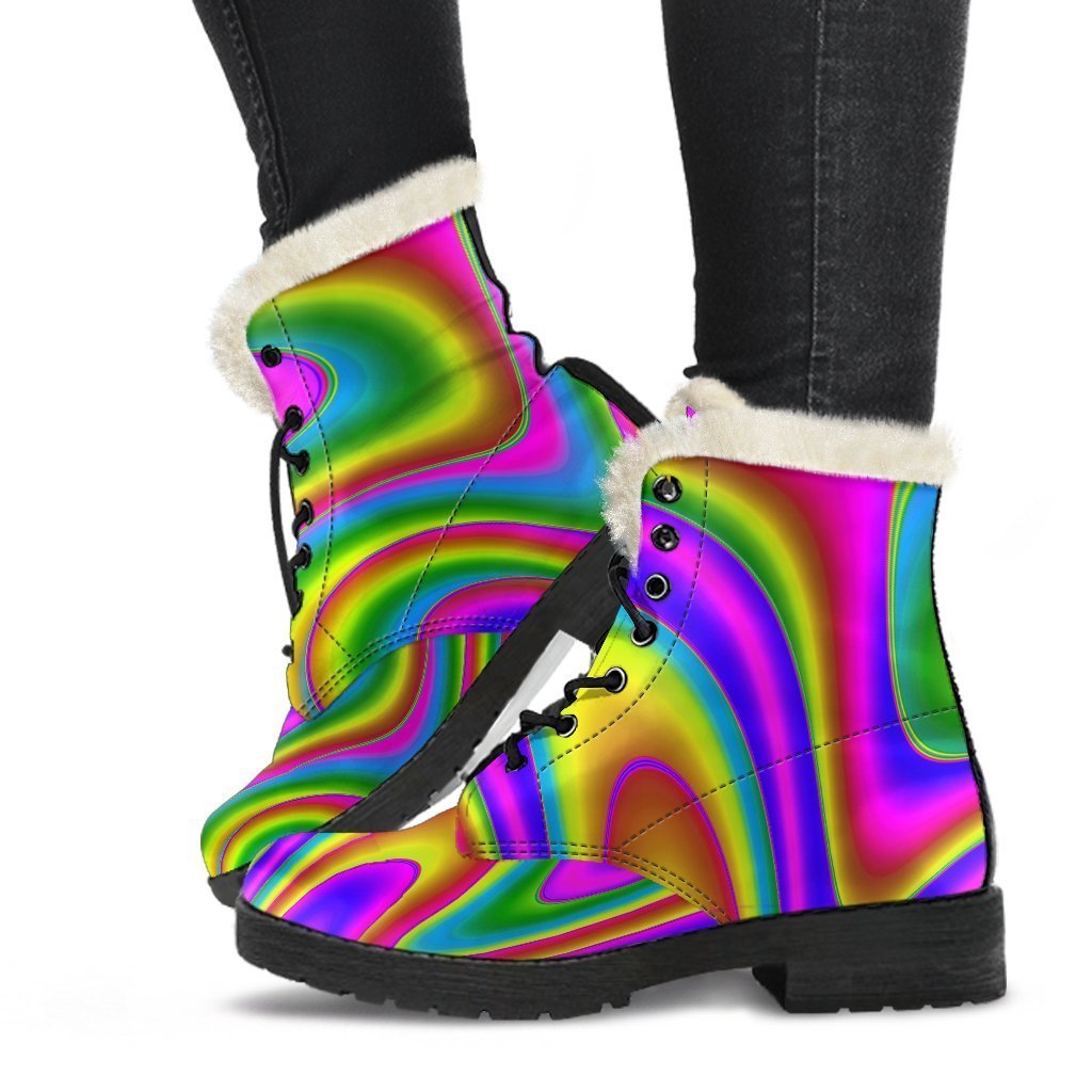 Abstract Neon Trippy Print Comfy Boots GearFrost