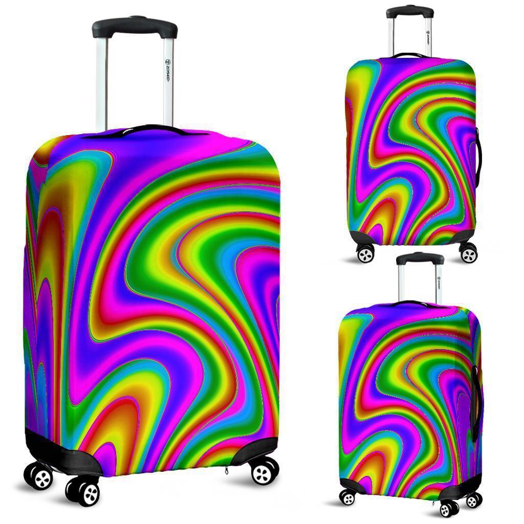 Abstract Neon Trippy Print Luggage Cover GearFrost