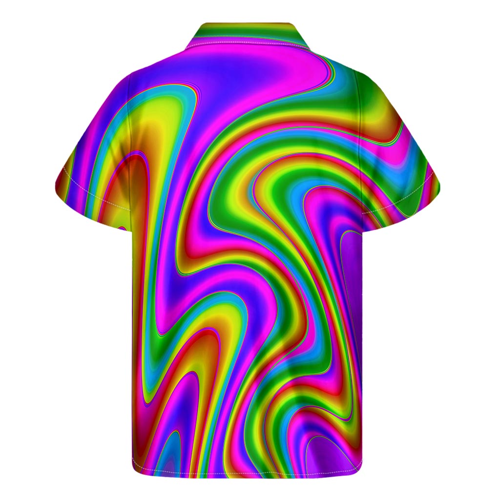 Abstract Neon Trippy Print Men's Short Sleeve Shirt