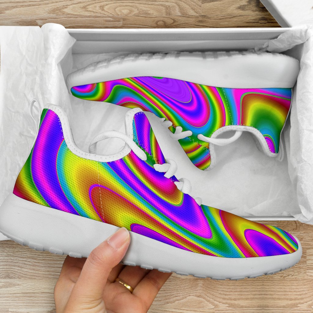 Abstract Neon Trippy Print Mesh Knit Shoes GearFrost