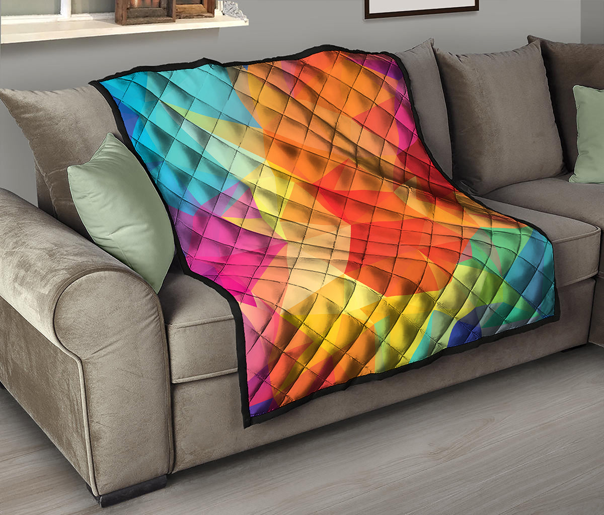 Abstract Polygonal Geometric Print Quilt