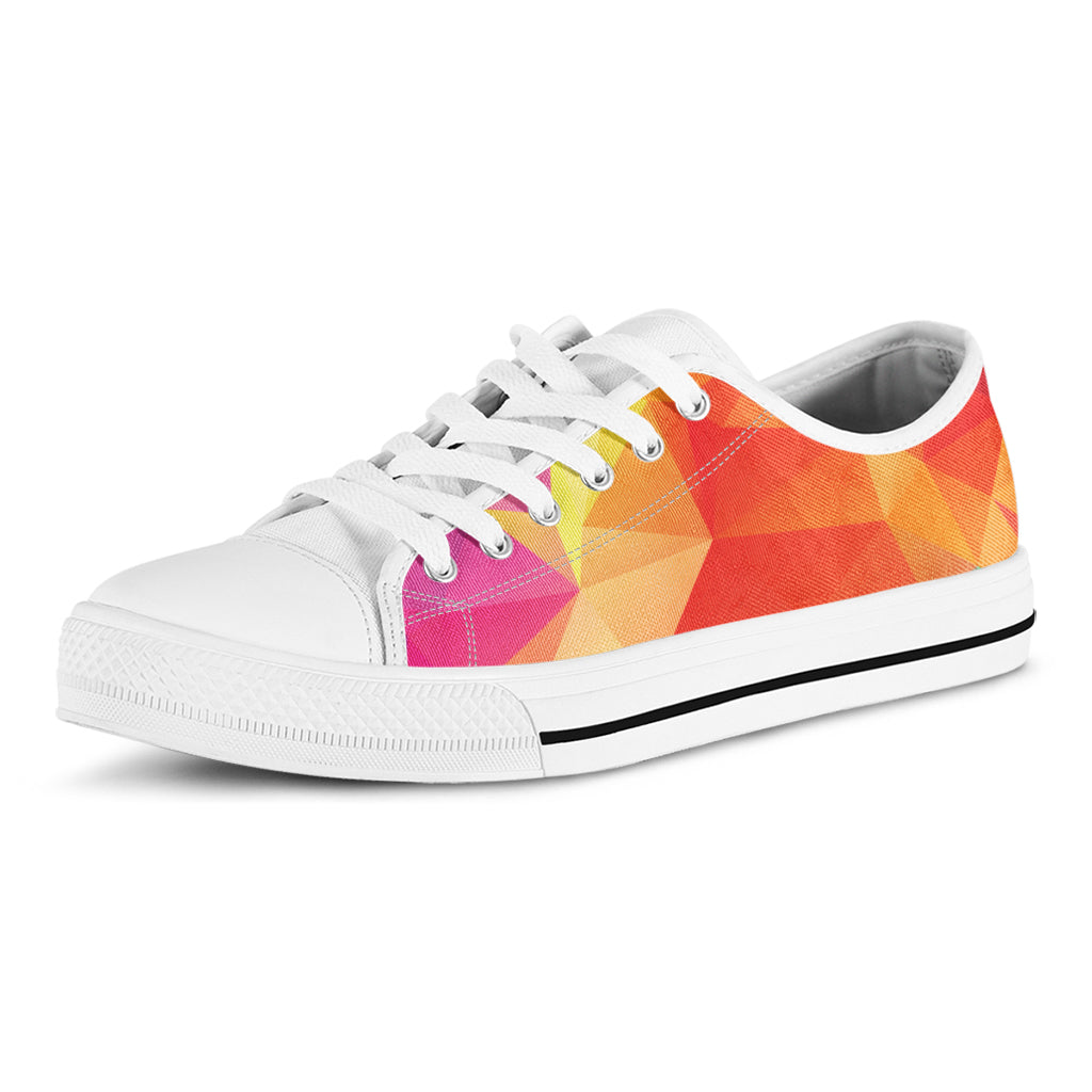 Abstract Polygonal Geometric Print White Low Top Shoes
