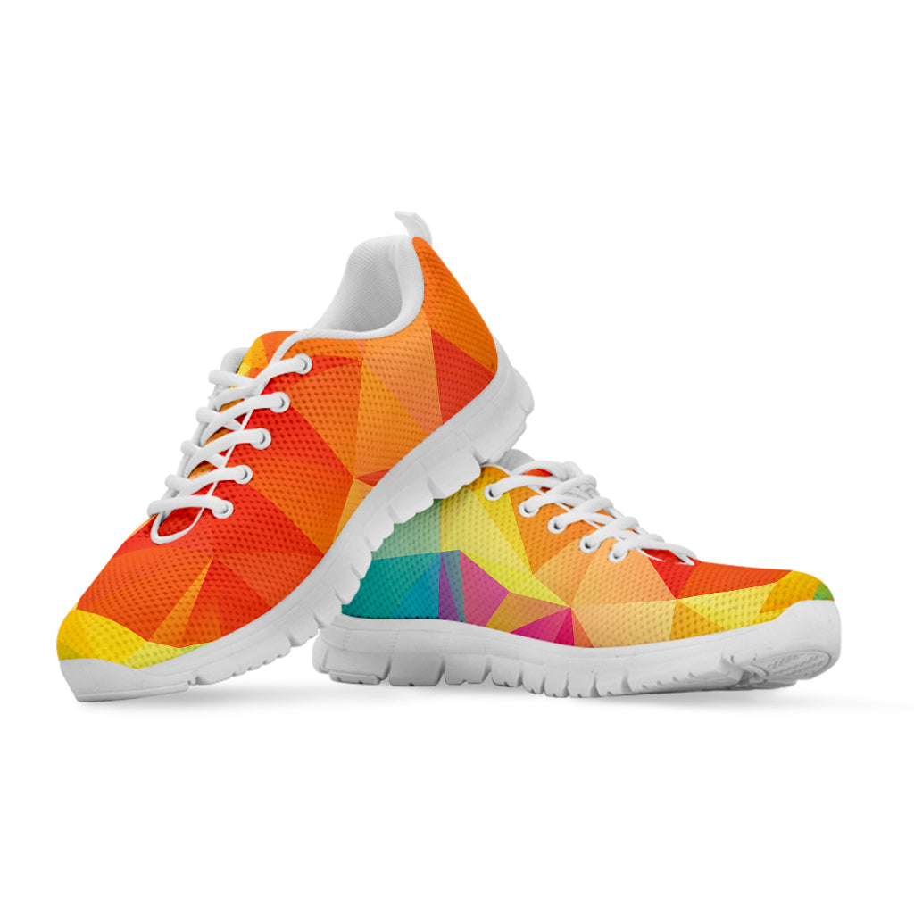 Abstract Polygonal Geometric Print White Sneakers