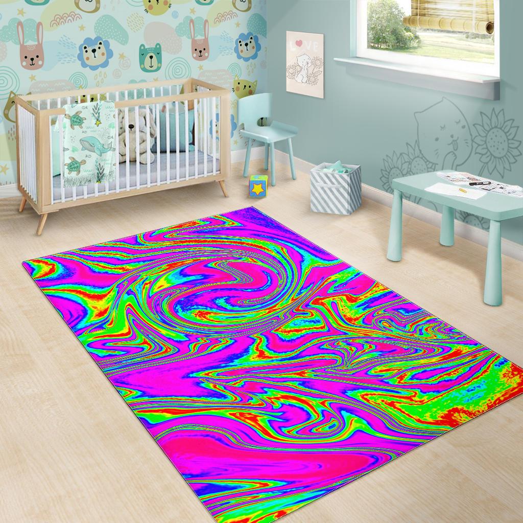 Abstract Psychedelic Liquid Trippy Print Area Rug GearFrost