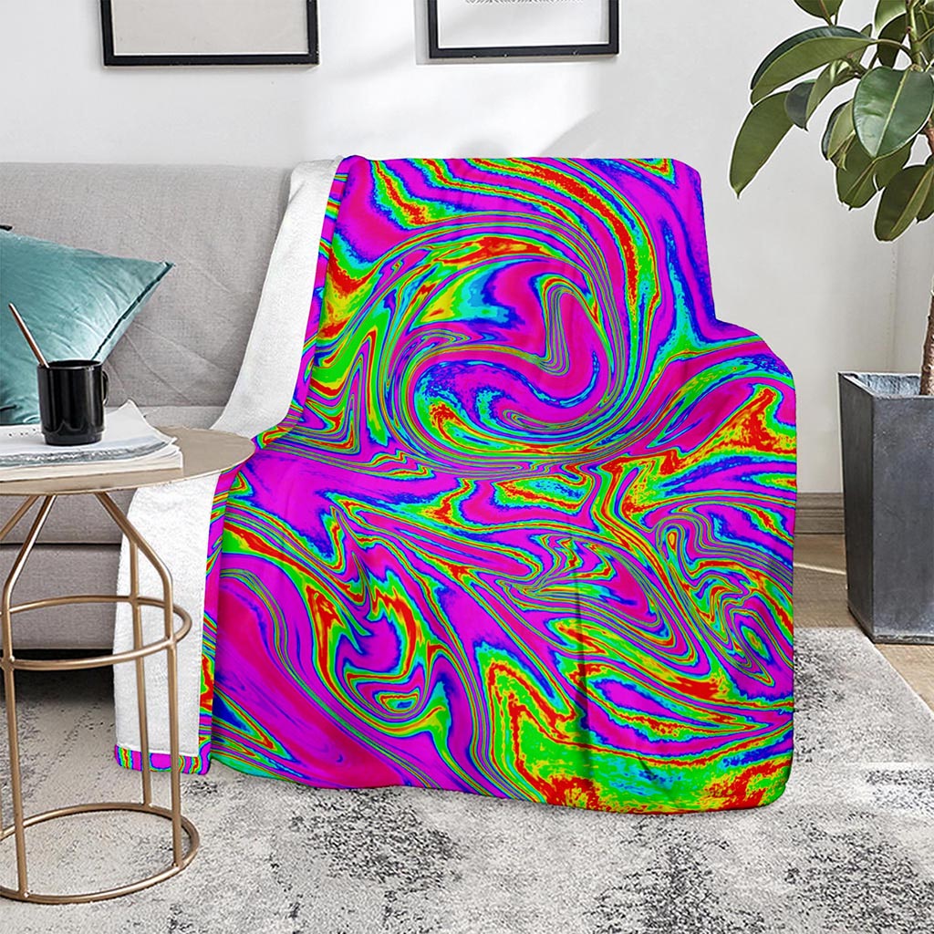 Abstract Psychedelic Liquid Trippy Print Blanket