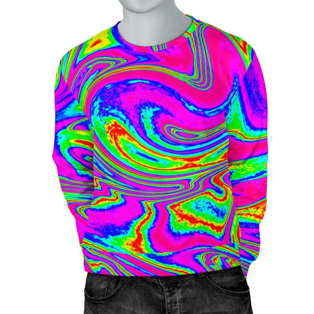 Abstract Psychedelic Liquid Trippy Print Men's Crewneck Sweatshirt GearFrost