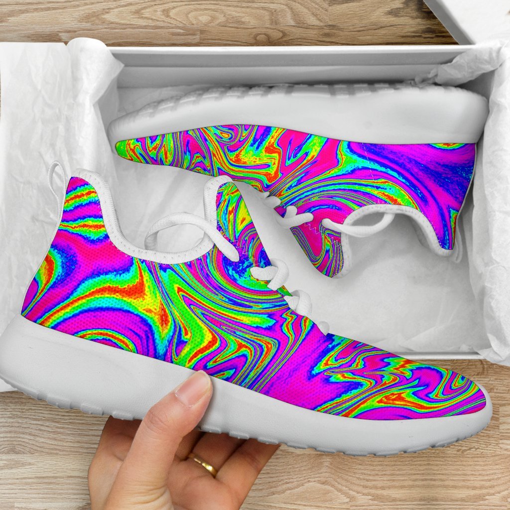 Abstract Psychedelic Liquid Trippy Print Mesh Knit Shoes GearFrost