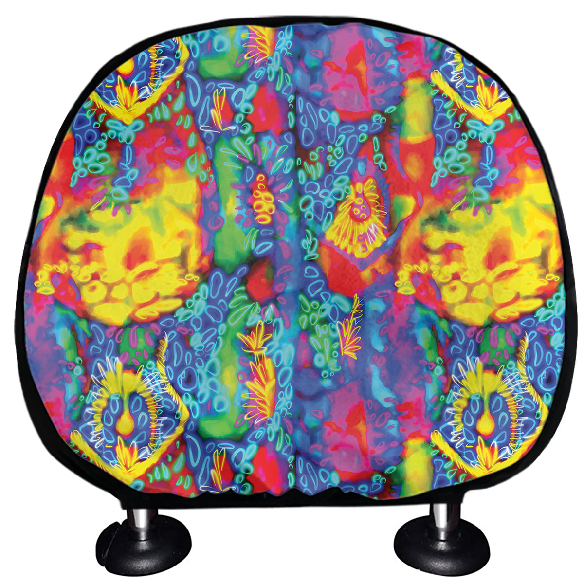 Abstract Psychedelic Print Car Headrest Covers