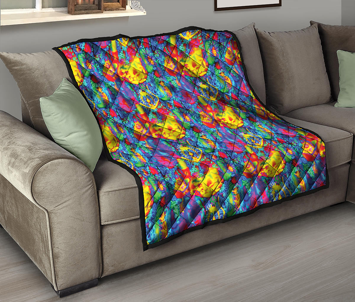 Abstract Psychedelic Print Quilt