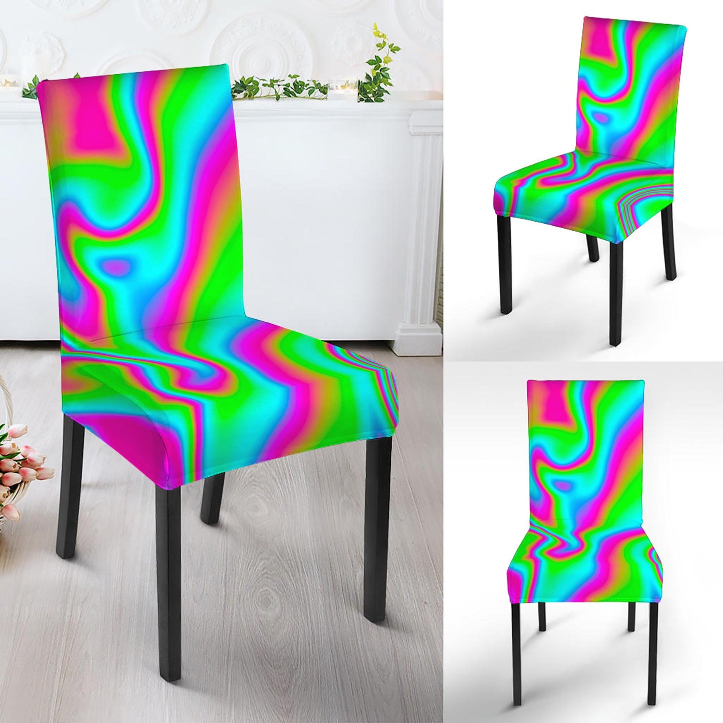 Abstract Psychedelic Trippy Print Dining Chair Slipcover