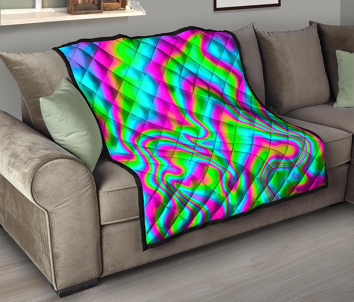 Abstract Psychedelic Trippy Print Quilt