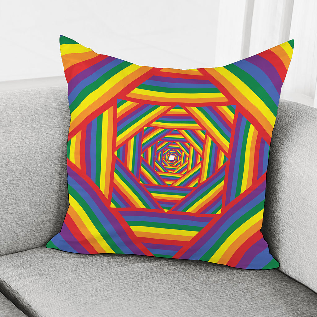 Abstract Rainbow LGBT Stripes Print Pillow Cover