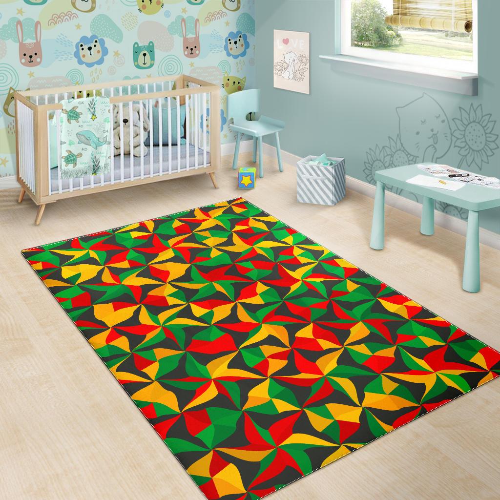 Abstract Reggae Pattern Print Area Rug GearFrost
