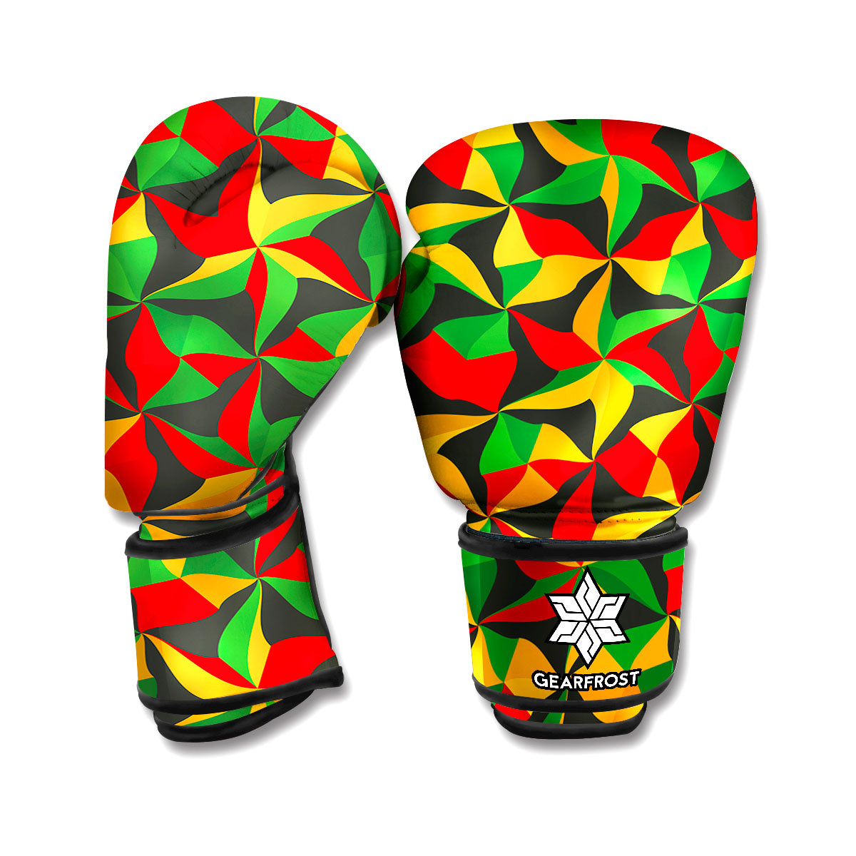 Abstract Reggae Pattern Print Boxing Gloves
