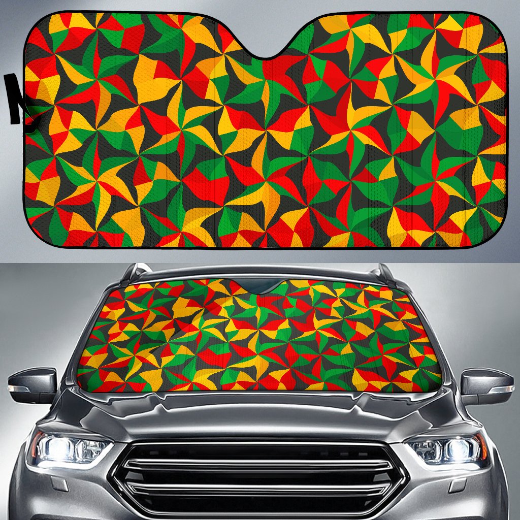 Abstract Reggae Pattern Print Car Sun Shade GearFrost