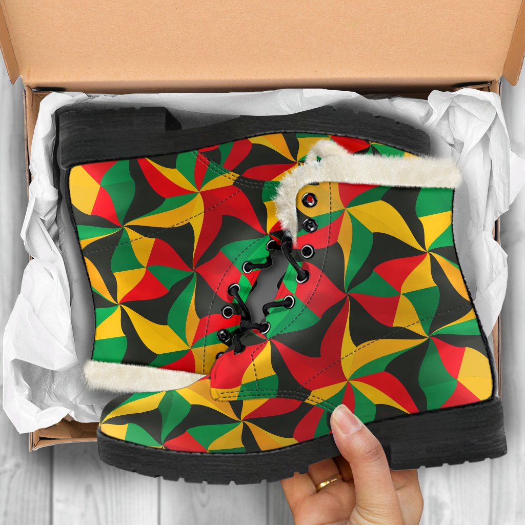 Abstract Reggae Pattern Print Comfy Boots GearFrost