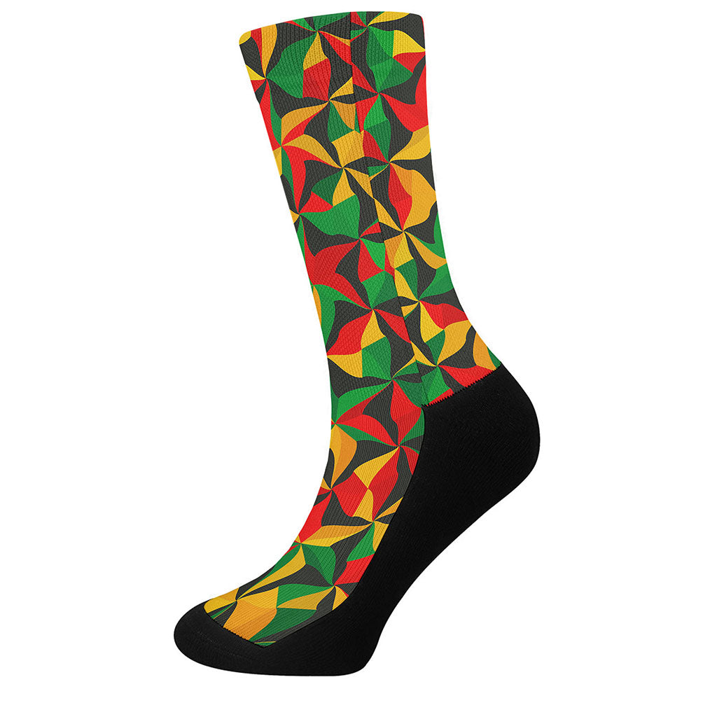 Abstract Reggae Pattern Print Crew Socks