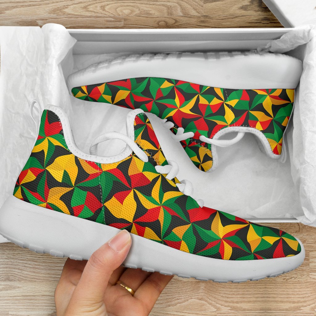 Abstract Reggae Pattern Print Mesh Knit Shoes GearFrost