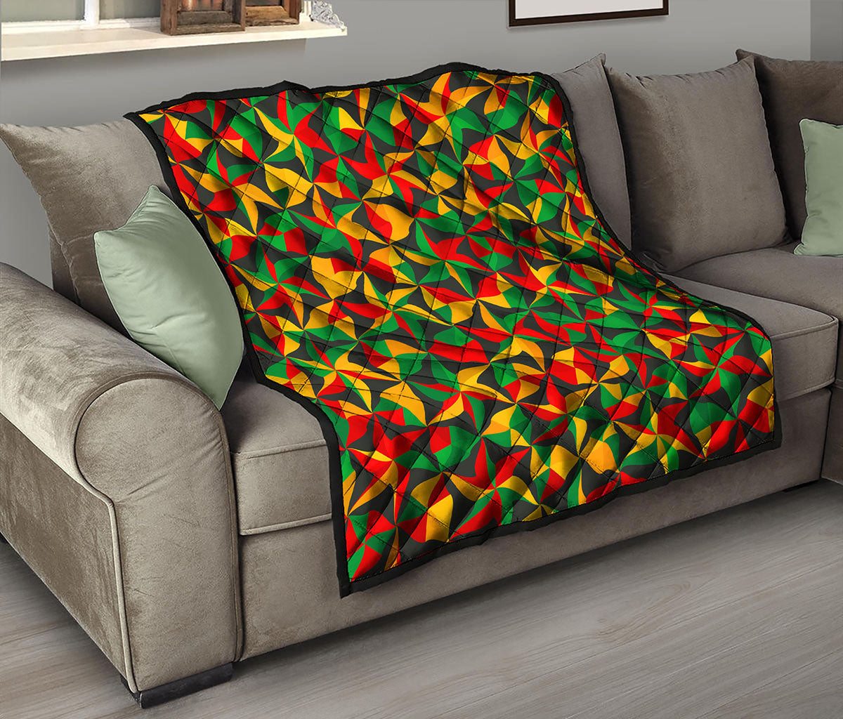 Abstract Reggae Pattern Print Quilt
