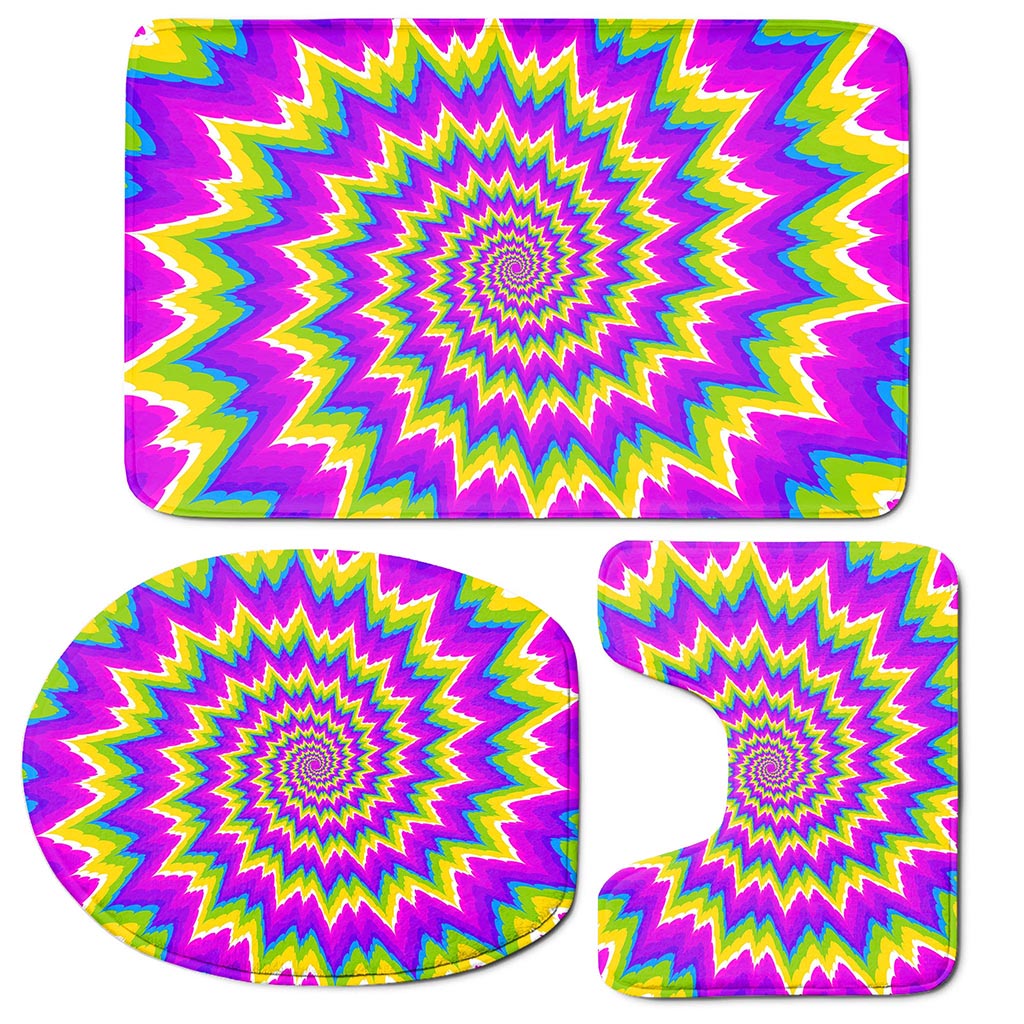 Abstract Spiral Moving Optical Illusion 3 Piece Bath Mat Set