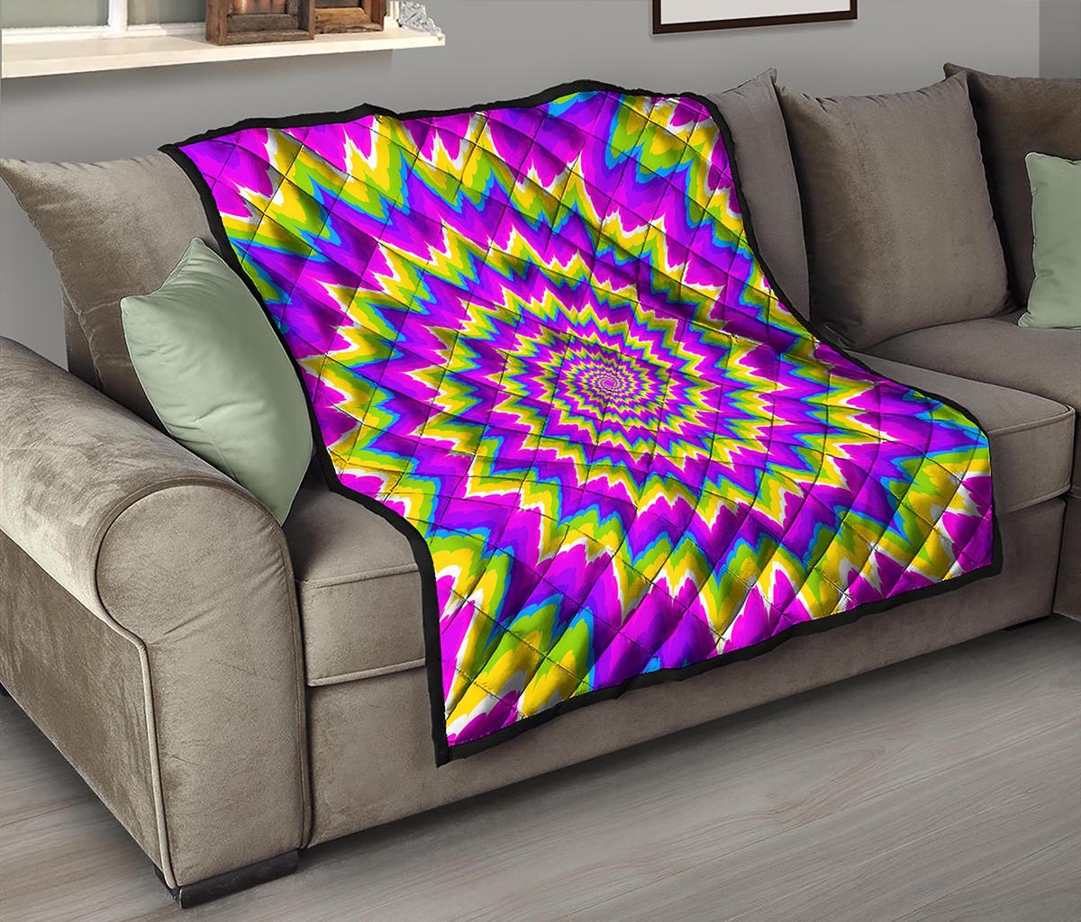 Abstract Spiral Moving Optical Illusion Quilt