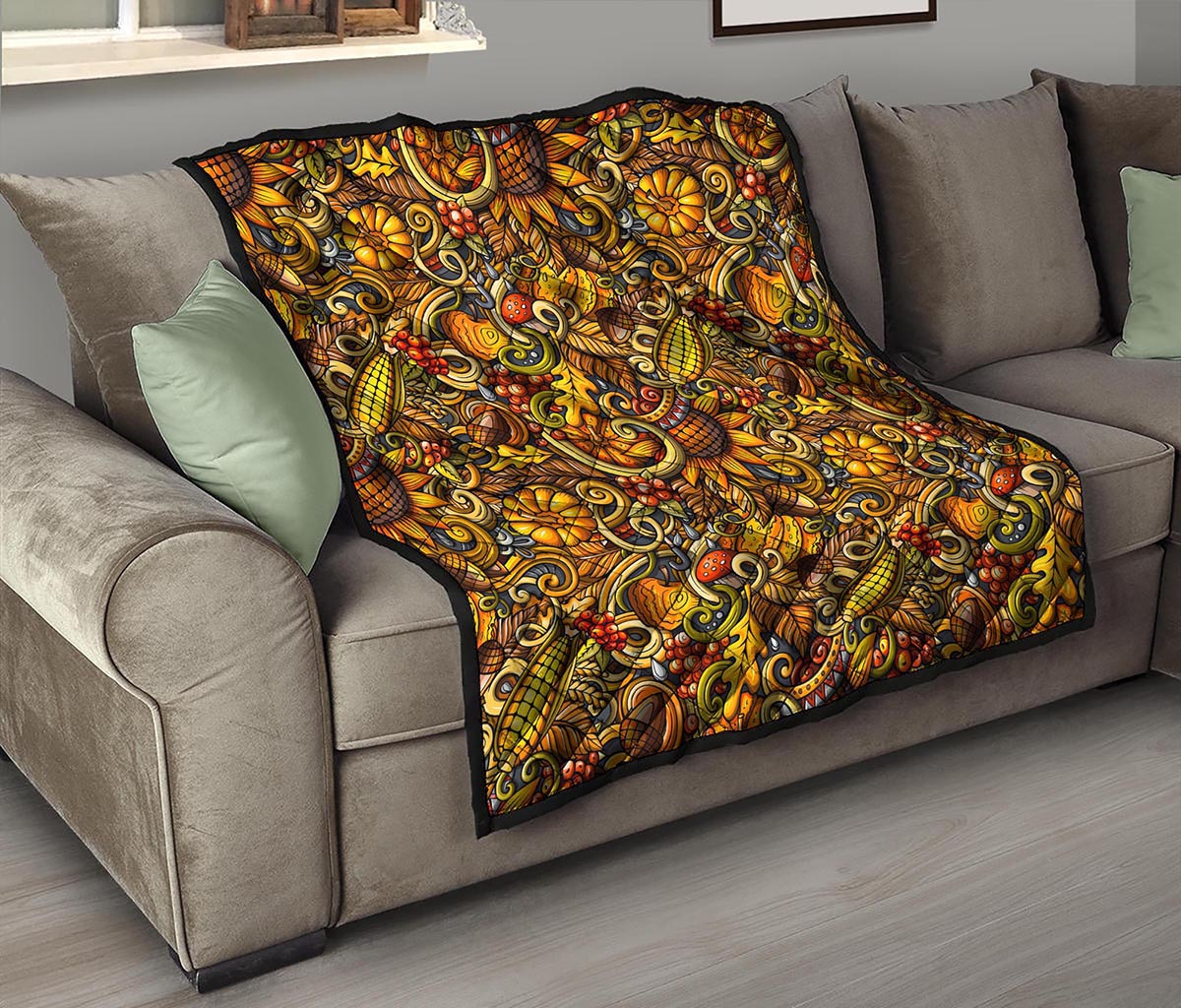 Abstract Sunflower Pattern Print Quilt