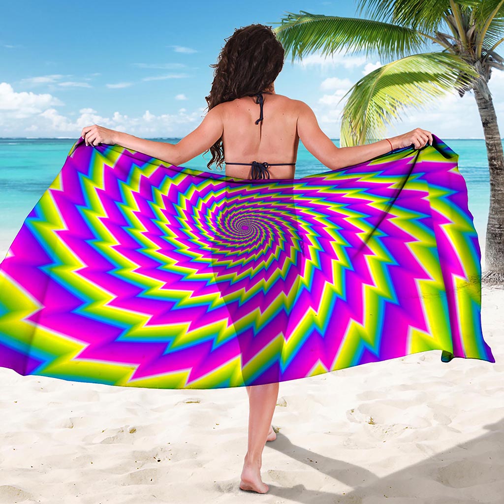 Abstract Twisted Moving Optical Illusion Beach Sarong Wrap